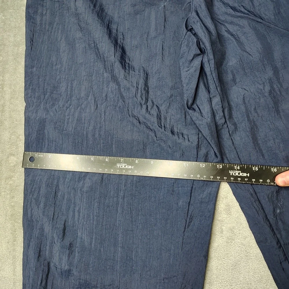 Adidas Originals Track Pants Mens XL Navy Blue Solid‎ Vintage Crinkle Nylon Zip
